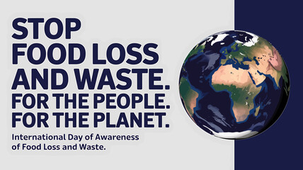 Vector Illustration of Food Waste Awareness with Rotting Vegetables, Trash Can, and Stop Food Waste Message