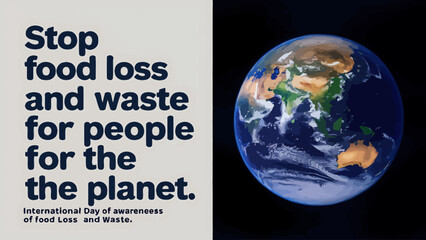 Vector Illustration of Food Waste Awareness with Rotting Vegetables, Trash Can, and Stop Food Waste Message