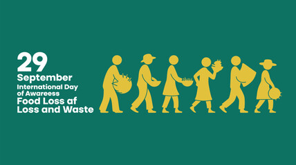 Vector Illustration of Food Waste Awareness with Rotting Vegetables, Trash Can, and Stop Food Waste Message
