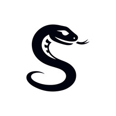 Obraz premium Black and white cartoon viper vector illustration, a cute wild animal serpent tattoo symbol