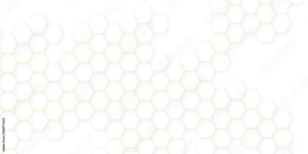 Poster abstract white hexagonal background. luxury white pattern. futuristic abstract honeycomb technology 