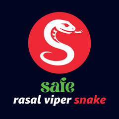 Fototapeta premium Stylized s logo with a white snake and text safe rasal viper snake