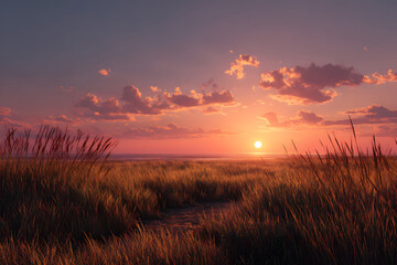 Sunset with a crimson sky