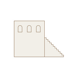 Old City Building House Element Icon. Mediterranean Architecture Style Simple Graphic Town Symbol. Travel and Tourism. Vintage Ancient Street Town  Urban Design Element. 