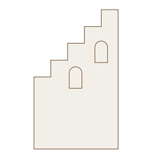 Old City Building House Element Icon. Mediterranean Architecture Style Simple Graphic Town Symbol. Travel and Tourism. Vintage Ancient Street Town  Urban Design Element. 