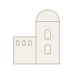 Old City Building House Element Icon. Mediterranean Architecture Style Simple Graphic Town Symbol. Travel and Tourism. Vintage Ancient Street Town  Urban Design Element. 