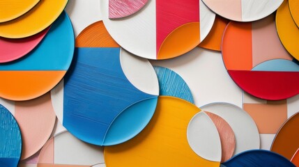 Bring a pop of color to your dining table with these bold and playful table mats featuring overlapping geometric shapes.
