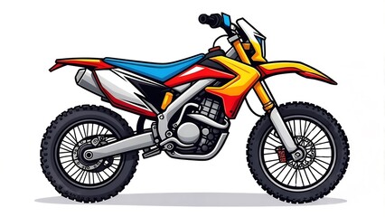 Obraz premium Colorful Cartoon Motorcycle Illustration on White Background