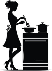 Chef preparing meal in kitchen vector illustration isolated on white background