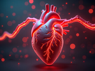 Futuristic urban skyline with glowing neon lights. Ideal for business, real estate, and tech articles.