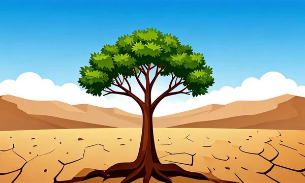 Resilient tree in dry landscape