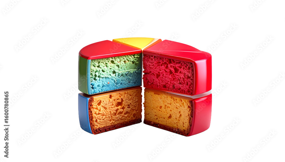 Poster colorful pie chart slices with transparent background representing data analysis and business concep