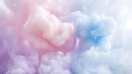 Pastel clouds background with cotton candy texture in pink and blue hues for dreamy feel