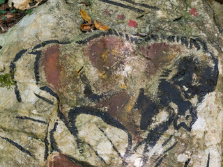 Simulation of cave paintings found in the forests of the Basque Country (Spain)