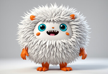 cute white fluffy monster character