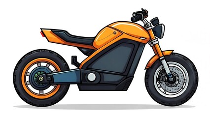 Obraz premium Sleek orange and black electric motorcycle with modern design, side view