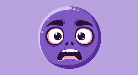 Fototapeta premium Cartoon Purple Face with Wide-Eyed Expression of Fear.