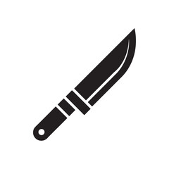 A black silhouette of a sharp hunting knife with a sturdy handle