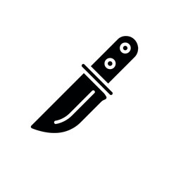 A simple black silhouette icon of a fixed blade knife with two rivets