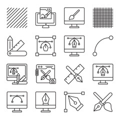 line art set of web icons in line style. line art, outline, vector line, minimal drawing, thin line and clean design. Vector illustration.