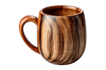 Crafted wooden mug for eco-friendly products, isolated on transparent background