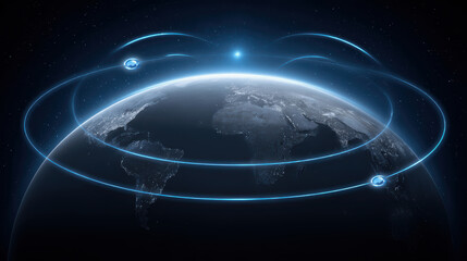 Obraz premium Innovative space technology concept earth orbit visual illustration digital environment futuristic viewpoint
