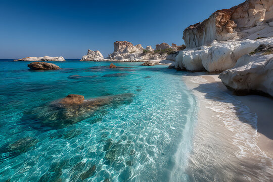 The tropical and scenic nudist beach of Sarakiniko on Gavdos island, Greece.