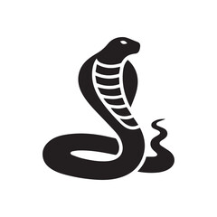 Fototapeta premium Striking Cobra Snake Icon in Black Silhouette Style with Hood Displayed on White Background Perfect for Design Projects silhouette
