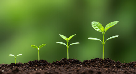 Fototapeta premium Plant Growth Stages: Seedling Development in Soil high quality