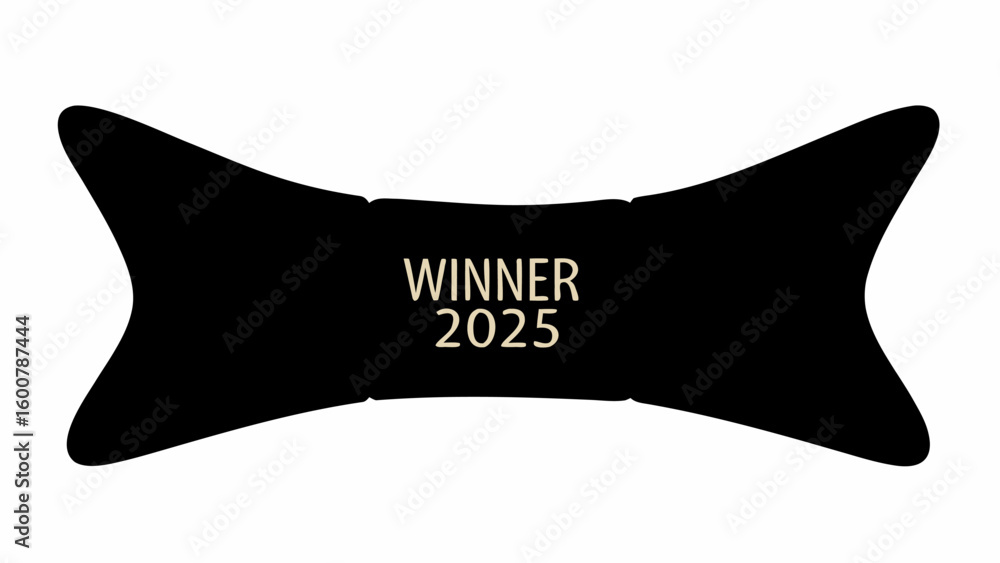 Aufkleber black banner with pointed edges displays the text winner 2025 in a light color on a white background