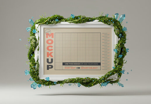 Horizontal Vegetation Frame and Diamonds Mockup