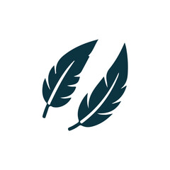 Vector art illustration of a set of elegant bird feathers, a quill pen, and an inkwell, perfect for design elements or icons