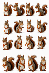 Fototapeta premium photo portrait set collection of Squirrel isolated on white background