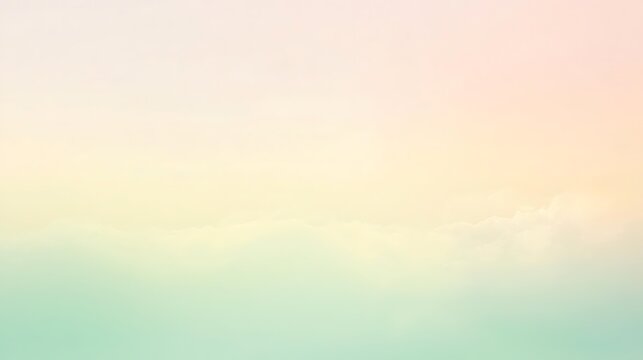 Fototapeta Pastel sky background with soft clouds in gentle shades of pink, yellow and green