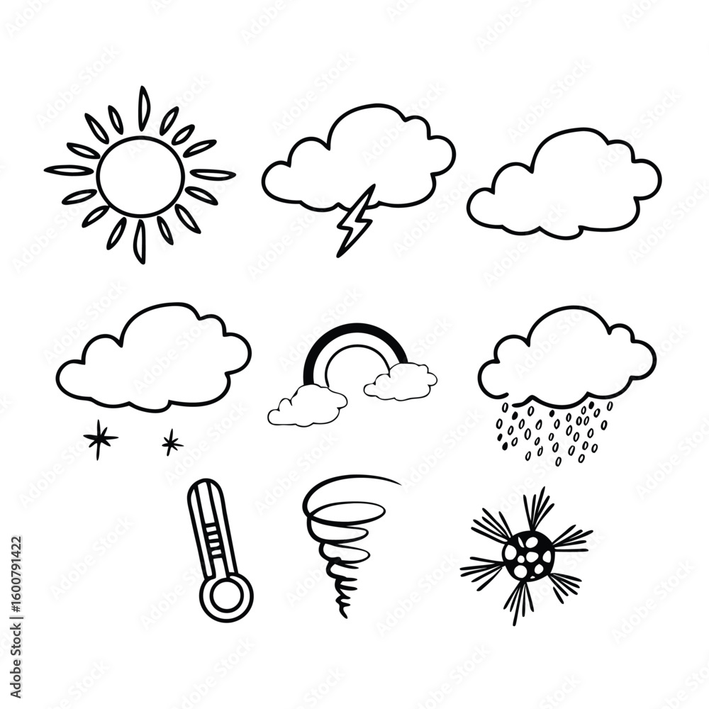 Poster flat vector weather icon set for design projects a collection of weather related symbols in a modern