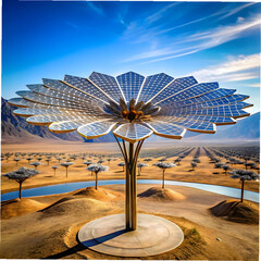 solar panel shaped like flower petals blooming in