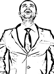 Amazed business man looking up