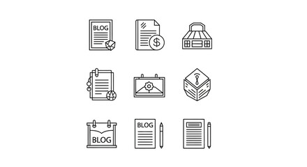 Collection of Simple Black and White Icons.