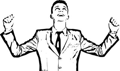 Successful business man cheering