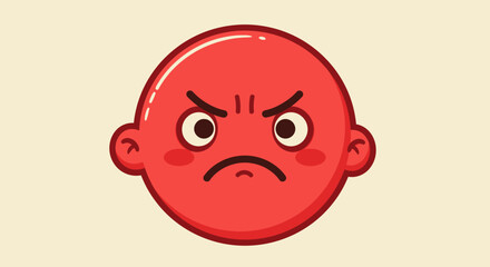 Cartoon Red Angry Face with Expression.