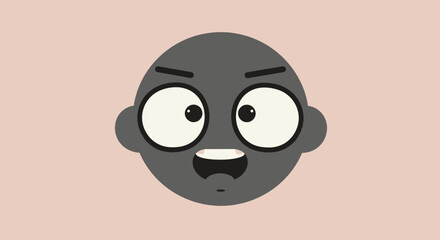 Cartoon Face with Wide Eyes and Expression.
