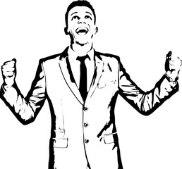 Happy winner business man