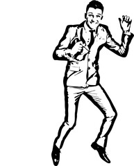 Jumping happy business man