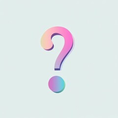 A clean, modern icon of a single question mark in a soft pastel purple. The long shadow effect and gradient pink-to-blue background give it a gentle, 3D appearance, symbolizing curiosity and inquiry