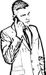 Serious business man calling by phone