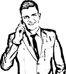 Smiling businessman by phone