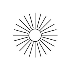 Obraz premium Minimalist Line Art of Sun with Radiating Rays in Black and White