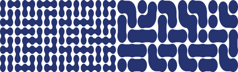 Dark blue organic shapes on white background abstract pattern vector