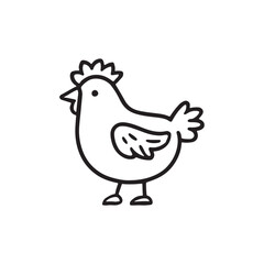 Cute cartoon hen with her baby chick and a cracked egg on a farm, a funny poultry illustration