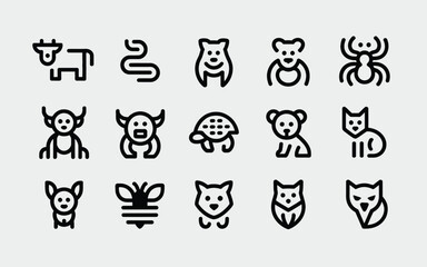 Fototapeta premium Seamless cartoon animal and human hands vector icon set illustration